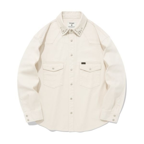 커버낫 COVERNAT X 랭글러 WRANGLER 카라 스터드 데님 셔츠 아이보리 WR2303SH20IV 253984_이미지