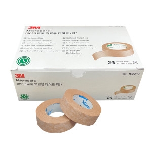 3M 마이크로포 살색 종이반창고 1533-0 쓰리엠 의료용 테이프 반창고 주사 병원용품 1.27cm 9.14m 24롤