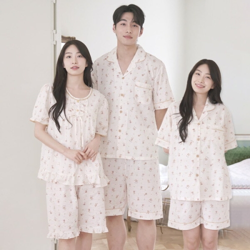 토토와모모 여성 잠옷 남자 파자마 반팔 커플잠옷 신혼부부 연인 24S201-101 CR면_이미지