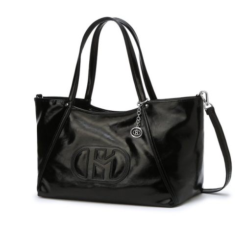 LF 헤지스 ACC H패치 블랙 와이드 쇼퍼백_HIBA4F528BK