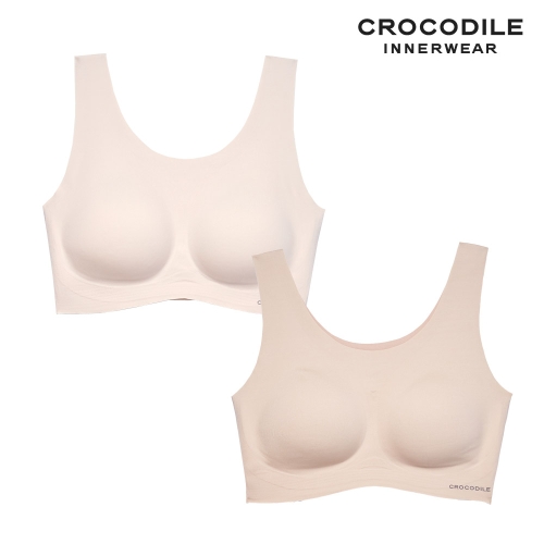 크로커다일 감탄브라 소프트 나일론모달 패드일체형 U넥 브라2종 오트 베이지 CDWBR5O1314_이미지