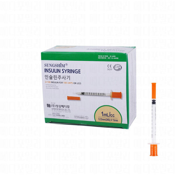 성심 인슐린 주사기 1cc 29G 13mm (100개)_이미지