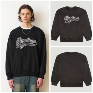  행텐 공용 루즈 샌디에고 레터링 기모맨투맨_블랙 10490-031-813-12 570002_10490-031-813-12100