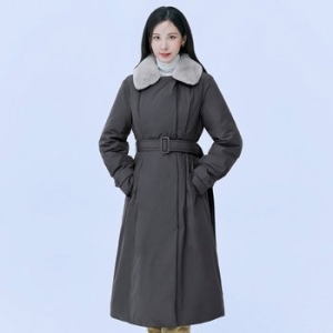 더엣지 여성 퍼 카라 구스 다운 코트 WYDJ7G01