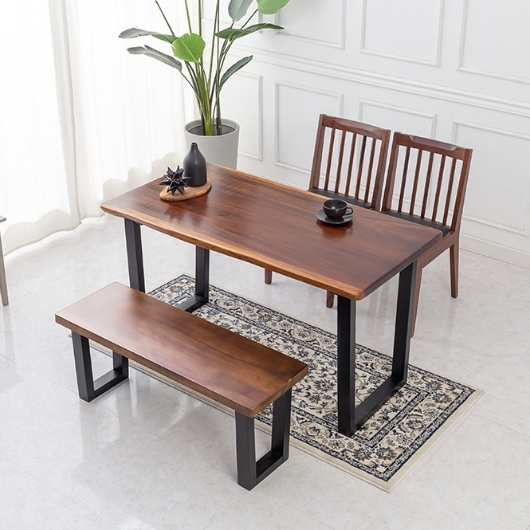 퍼스웰 로딘 장미목원목 우드슬랩 식탁 1350 (의자2개+벤치1개)_이미지