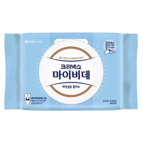 유한킴벌리 크리넥스 마이비데 클린케어 화장실용 물티슈 캡형 60매 (6팩)