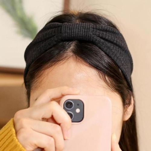 셀러허브 엔젤슈슈 진그레이 리본 헤어밴드 머리띠 터번 골지 S37696879_이미지