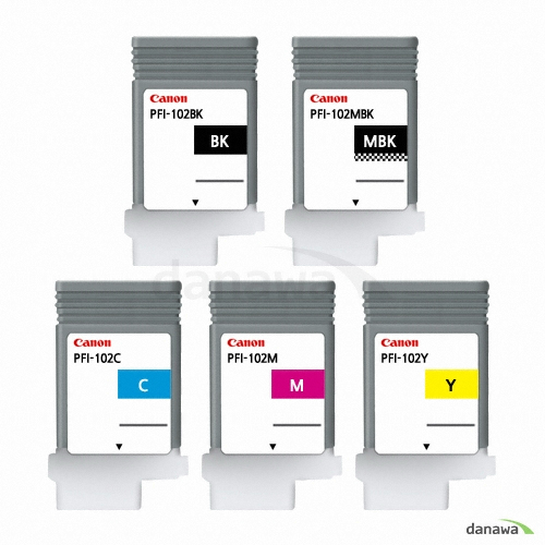 Canon 정품 PFI-102BK, PFI-102MBK, PFI-102C, PFI-102M, PFI-102Y 5색 세트