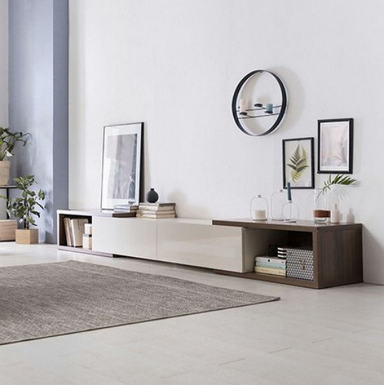 리바트 뉴 타이드 확장형 거실장 화이트 2900_이미지