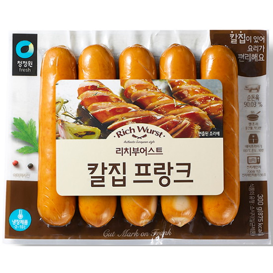 대상 청정원 리치부어스트 칼집 프랑크 300g이미지입니다. 누르면 해당 게시물로 새창이동합니다.