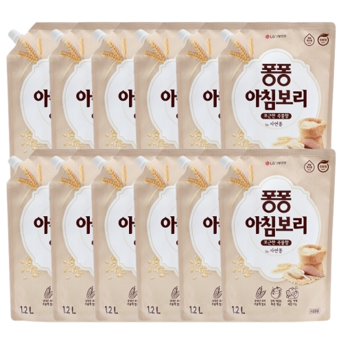 LG생활건강 퐁퐁 아침보리 안심설거지 리필 1.2L (12개)