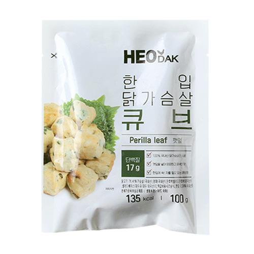 허닭 한입 닭가슴살 큐브 깻잎 100g (30개)