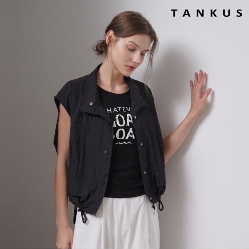 탱커스 밑단 스트링 스냅 단추 베스트 TX2VT014L0