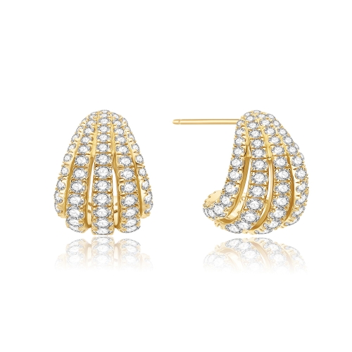 골드 파베 슈림프 스터드 후프 925 실버 귀걸이 E072-08G_이미지