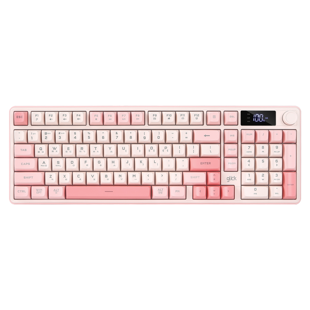 지클릭커 OFFICEPRO WK50 사일런스 M RGB 풀윤활 무소음 방수 무선 블루투스 LCD 98 (Coral)_이미지