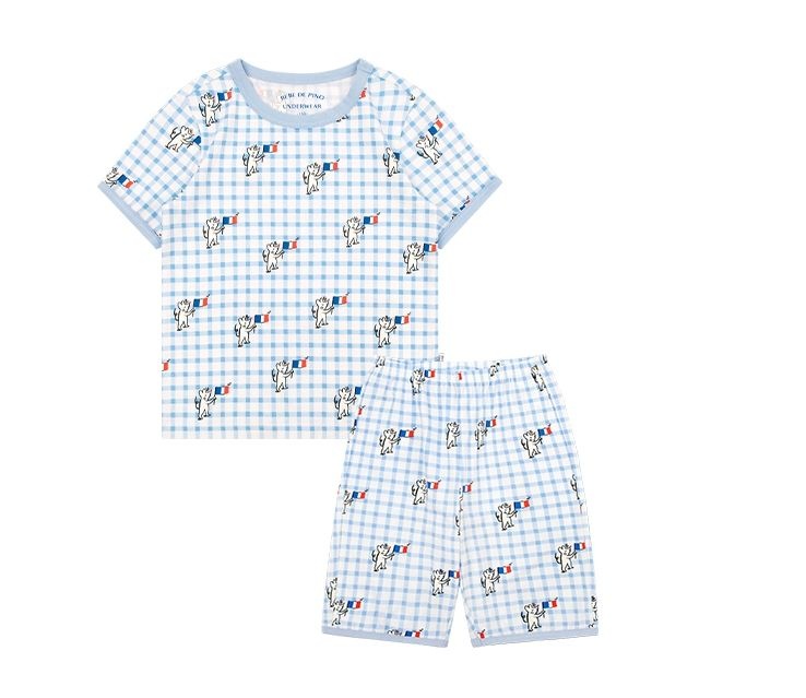 언더웨어 블루 체크 라운지웨어 세트 BU41UL306