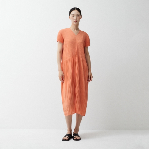 플리츠미 여성 루즈핏 V넥 쉬폰 원피스_EPOPM024I49_이미지