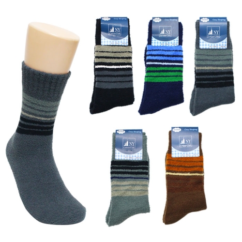 NY코튼클럽 남성 링글 극세사 탁텔사 5족 수면양말 겨울양말_이미지