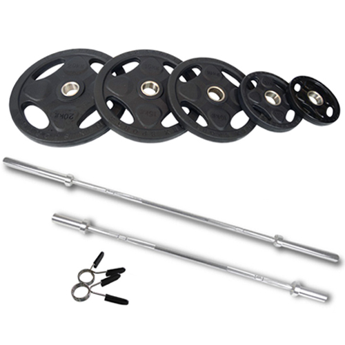4구 블랙 중량원판 세트 + 중량봉1800mm