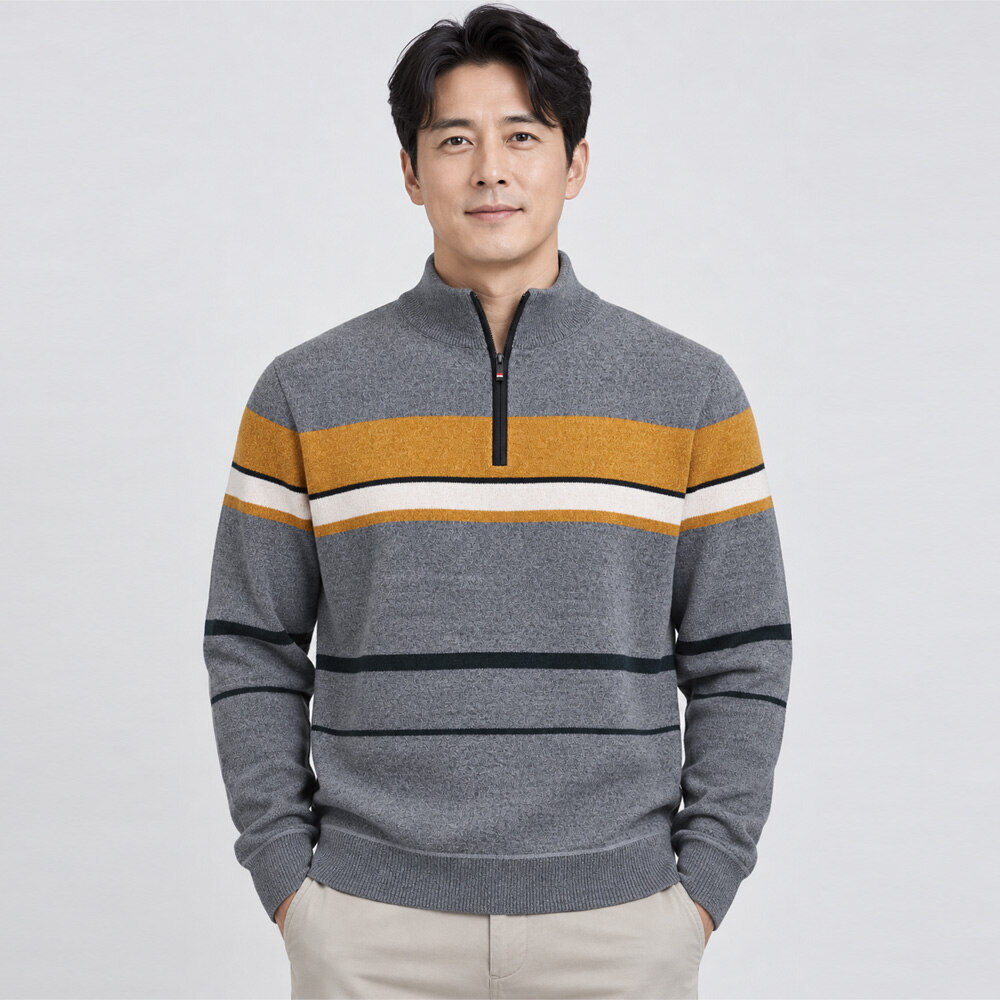 파파브로 남성 6종 줄패턴 겨울 니트 반집업 티셔츠 DO-KN-10,1_이미지