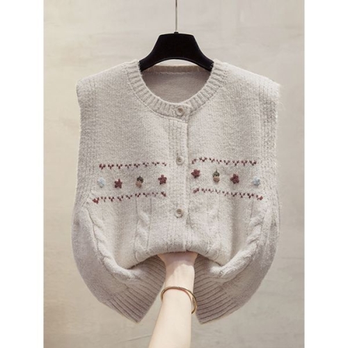 에꼴드파리 로빈 자수 니트조끼_F59WVB003Z