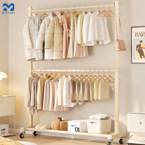 MOFINE 모파인 튼튼한 이동식 2단 행거 옷걸이
