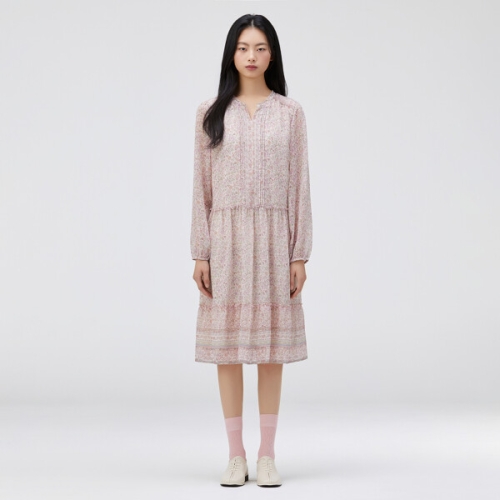 써스데이아일랜드 플라워 보더 미디 원피스 T262MOP139W