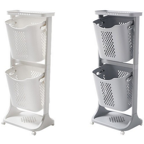 네이쳐리빙 VER.2 대용량 트롤리 스윙 2단 빨래바구니_이미지