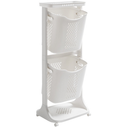 네이쳐리빙 VER.2 대용량 트롤리 스윙 2단 빨래바구니