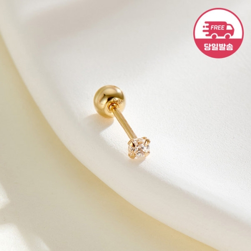 14K 심플 프롱 큐빅 피어싱 2mm 한쪽 JAE40448