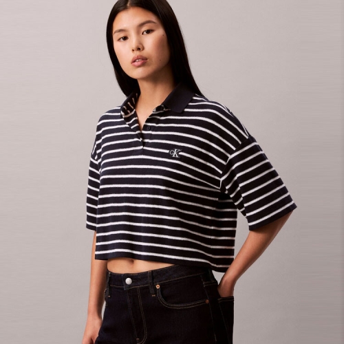 캘빈클라인진 여성 크롭드 피케 폴로 47G238G