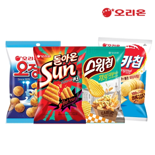 베스트스낵세트 4종16봉 포카칩4+오땅4+스윙갈릭4+썬핫4