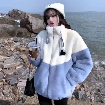 러블리 배색 뽀글이 집업 여자 플리스_20339429_667501_이미지