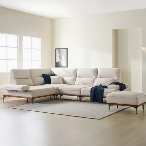 웰퍼니쳐 누아 코너형 더블 스윙 패브릭 소파 4인용 (스툴포함)