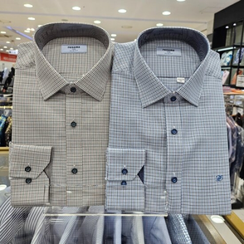 레노마 셔츠 긴소매 미니 테터솔 체크 배색 슬림셔츠 RLFSL0136_이미지