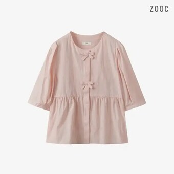 ZOOC 리본 포인트 <b>퍼프</b> 슬리브 <b>블라우스</b> LP_V262MSC946