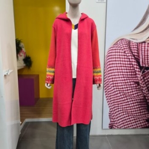 베네통 패턴 롱 후드코트 BACT62461 PK
