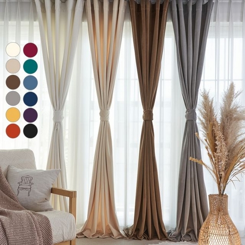 씨엘커튼 솔리드 벨벳 커튼 (맞춤제작, 130x~250cm)_이미지