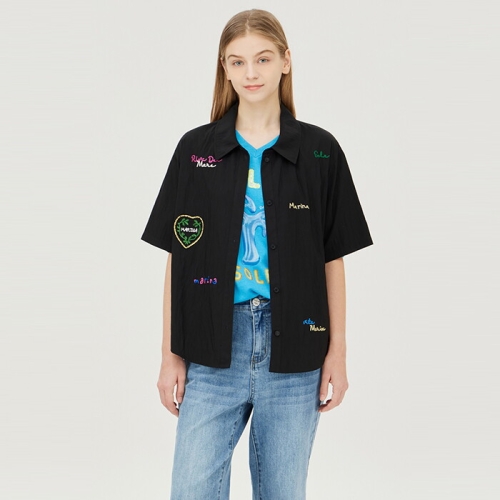 베네통 리즈 블라우스_BABL70431BK