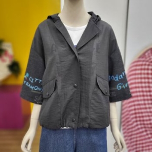 베네통 뒷판 그래픽 자수 후드점퍼 BAJPBA531 DG_이미지