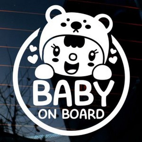 뭉키월드 뽀모 원 Baby On Board 스티커 LSC-816 (화이트)