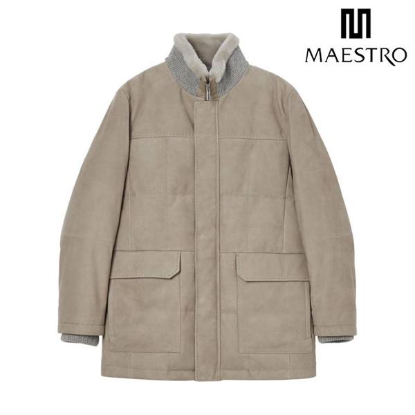 퍼배색 소가죽 구스다운점퍼 MAJU3D725I3