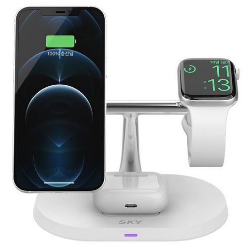 스카이랩 스카이 필 W54 15W 3in1 맥세이프 무선충전기 SKY-W54Mag (애플워치용)_이미지