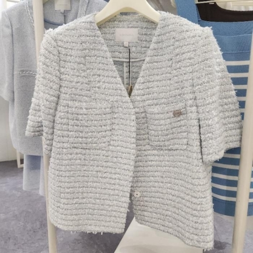 인디에프 꼼빠니아 반팔 트위드 자켓 여름 결혼식 하객 CAFU5-WJK240 블루트위드 55