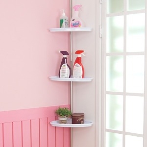 스텐레스 기둥 백색 코너선반 3단