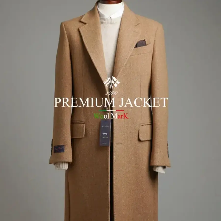 브리치 녹트 / 남자코트 클래식 싱글코트 겨울코트 울 헤링본 체크 카멜 3137778_이미지