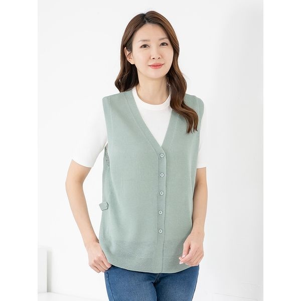 엄마옷 조끼 브이 여름니트 오픈스카시 MQG126652 마담 미시 중년여성 빅사이즈 할머니옷 50대 60대 70대