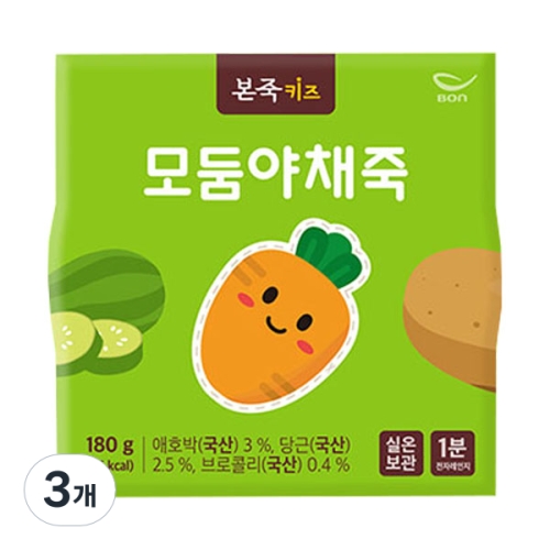 베이비본죽 본죽키즈 모듬야채죽 180g (3개)_이미지