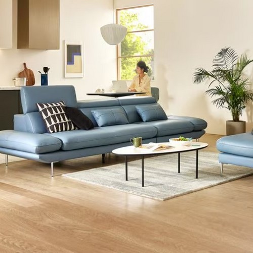 자코모 메이트 멀티 기능성 슈렁큰 천연가죽 소파 4인용 (스툴포함)_이미지