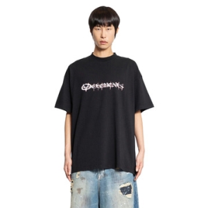 VETEMENTS H71 ua66tr650b black 남성 티셔츠 탑 반팔티 폴로티 로고 상의 나시 MAN BLACK T SHIRTS TA.._이미지